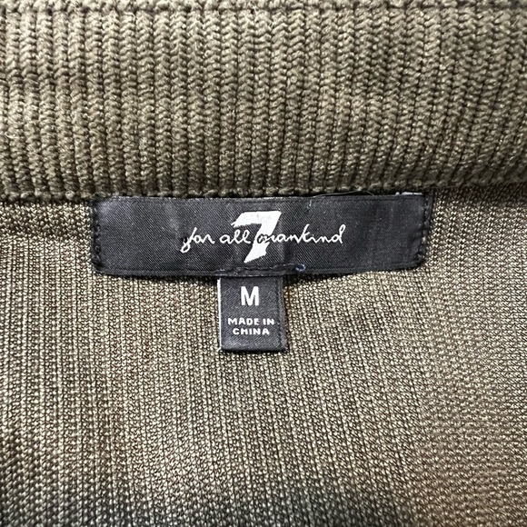 7 FOR ALL MANKIND Army Green Corduroy Button-Up Shirt Dress. Size Medium. - Picture 4 of 9